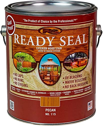 Ready Seal Stain & Sealer for Wood, Outdoor Deck and Fence - All-in-One Exterior Wood Stain and Waterproofing Sealant – Easy to Apply, No Back Brushing Needed, with UV Protection - 1 Gallon, Pecan - color: Pecan
