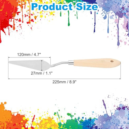 PATIKIL Art Spatula, No.15 27mm Stainless Steel Flexible Palette Knife Painting Knife Painting Spatula Oil Painting Mixing Scraper with Wood Handle for Canvas Acrylic Painting, Brown - style: No.15