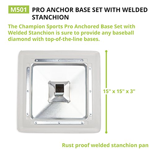 Champion Sports Pro Anchored Baseball/Softball Base Sets - Heavy-Duty Bases with Welded & Bolted Stanchions, Base Replacement Pins & Anchor Plugs - style: Anchored Base Set with Welded Stanchion Pan