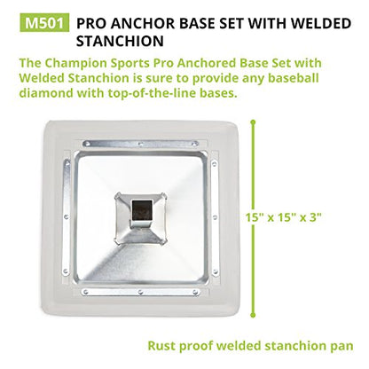 Champion Sports Pro Anchored Baseball/Softball Base Sets - Heavy-Duty Bases with Welded & Bolted Stanchions, Base Replacement Pins & Anchor Plugs - style: Anchored Base Set with Welded Stanchion Pan
