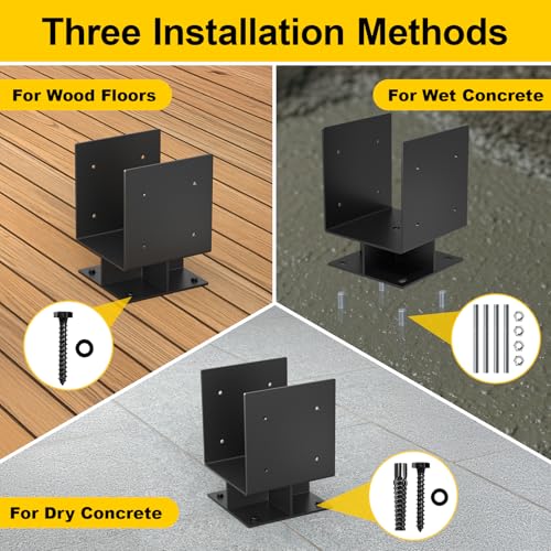 2Pcs 8x8 Concrete Post Base,Heavy Duty Adjustable Anchor Bracket - size: 8x8