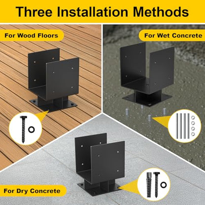 2Pcs 8x8 Concrete Post Base,Heavy Duty Adjustable Anchor Bracket - size: 8x8