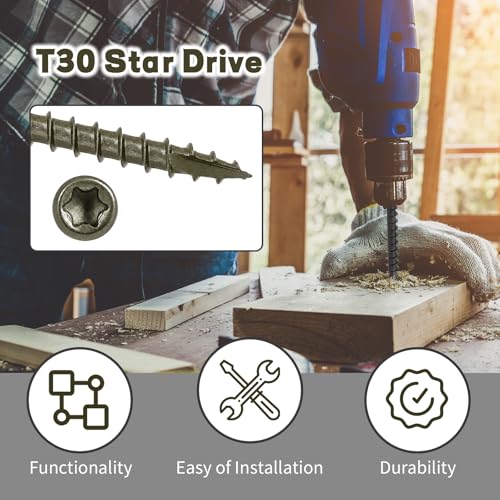 100 Pcs Truss Screws,6 Inch Structural Screws for Truss Rafter to Plate and Stud to Plate Connections,Clear Zinc (Gray Topcoat) - color: Gray Topcoat