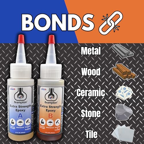 Brampton Extra Strength Epoxy, 20-Minute Work Life, Waterproof 2-Part Epoxy Glue Kit for Tile, Metal, Ceramic, Glass, Wood, Stone, Strong Bonding, Sandable, Paintable Resin, Easy 1:1 Mix, 4 oz - style: 4 FL OZ KIT