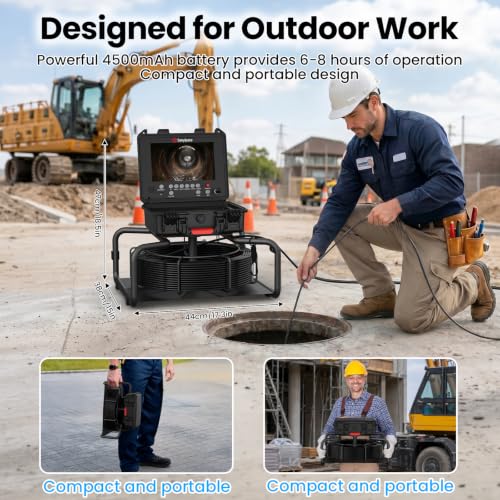 Sanyipace Sewer Camera with 512Hz, Self-Leveling,Distance Counter,100FT/7MM - size: 100FT/30M