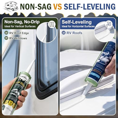 Non-Leveling RV Roof Sealant, Lap Sealant for RV Roofs, Windows, Skylight, Non-Sag RV Roof Sealant, Waterproof Clear RV Sealant, RV Caulking Sealant for Vertical Surface Leak Repair - color: Clear