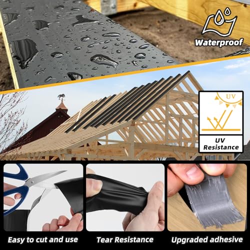 12 Pack Joist Tape for Decking 1-5/8" x 50' Weather-Resistant Butyl Joist Tape, Self Adhesive Deck Flashing Tape for Wood Decks Beams Roof, 1-5/8 inch x 50 feet - size: 1-5/8" x 50'