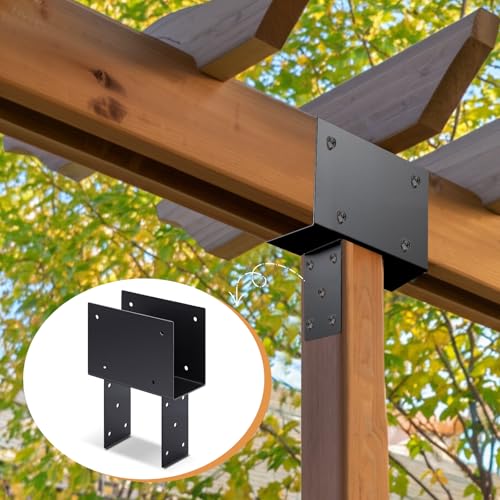Zonon 4pcs 6"x6" (Actual 5.5"x5.5") Post Cap Tie Bracket Stainless Steel Beam Support Bracket for Pergola, Gazebos, Patio Decks, Porches, Etc, Dark Gray - size: 6"x6", Actual 5.5"x5.5"