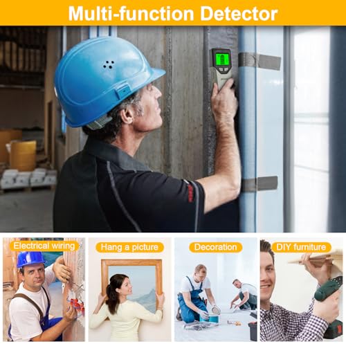 Stud Finder Wall Scanner - 5 in 1 Stud Finder Tool w/Smart Chip and HD LCD Display, Stud Detector Beam Finders for the Center and Edge of Wood AC Wire Metal Studs Joist Pipe (Grayish) - color: Grayish