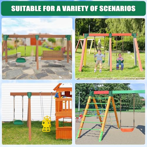 BeneLabel A-Frame Middle Swing Set Brackets with Swing Hangers Heavy Duty Swing Set Hardware DIY Swingset Brackets with Mounting Screw Playset Brackets Kit for 1 (4x6) Beam & 2 (4x4) Legs - color: Middle Bracket With Black Swing Hanger