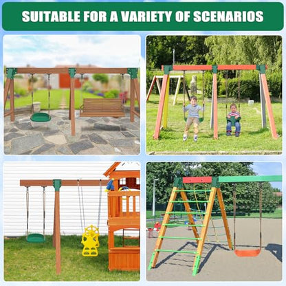 BeneLabel A-Frame Middle Swing Set Brackets with Swing Hangers Heavy Duty Swing Set Hardware DIY Swingset Brackets with Mounting Screw Playset Brackets Kit for 1 (4x6) Beam & 2 (4x4) Legs - color: Middle Bracket With Black Swing Hanger