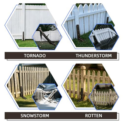 Adjustable Fence Post Repair Kit Quick Easy Fix Broken Leaning Wooden Post - size: Pack of 2