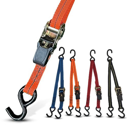 Cajun Tie Downs 3-Point Ratchet Tie Down Strap, Jet Ski, Sea Doo & Wave Runner Transom Straps, Vinyl S-Hooks, Made in USA, Black, 8 ft - color: Orange, size: 8 Feet