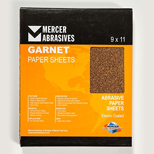 Mercer Industries 206040D - 9 x 11 Garnet Paper Sheets, Grit 40D (50 pack) - size: Grit 40D, style: 50 pack