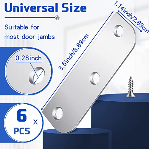 Lounsweer 6 Pcs Hinge Filler Plate 3.5''with5/8'' Door Edge Filler, Silver - color: Silver