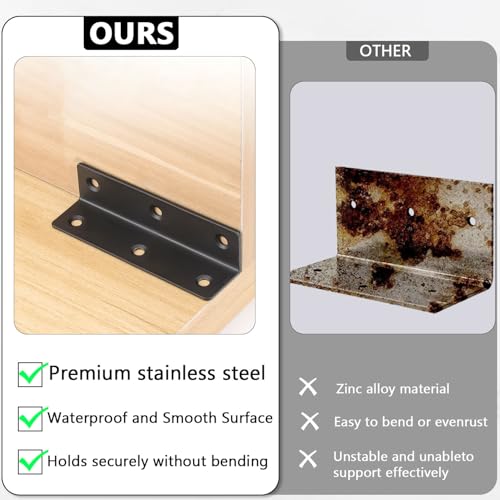 20 PCS Black Steel Corner Brackets 3'' x 0.8'' L Shaped Metal Angle Bracket with Screws, 80 MM 3 Inch Heavy Duty Corner Brace for Wood Furniture, Bookshelf, Cabinet Corner - size: 80x20MM