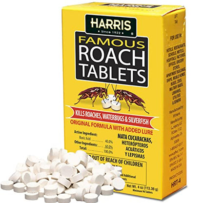 Harris Roach Tablets, Boric Acid Roach Killer with Lure for Insects (4oz, 96 Tablets) - size: 4 oz
