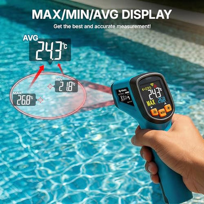 Tilswall Infrared Thermometer, Laser Temperature Gun -58°F~1112°F, Blue - color: Blue