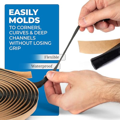 Second Skin Butyl Tape, 3 Roll (20ft x 1/2” x 1/4”), Black Sealant Tape - size: 3 Butyl Tape