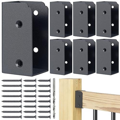 AECXM 201 Stainless Steel 2" x 4" (Actually 1 ½" x 3 ½") Deck Railing Connector, for Deck Railing, Handrail, Barn and Beam end Connection Installation (8pc-Black) - size: Parallel