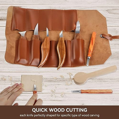 Wood Carving Tools Whittling Kit - color: Dark Brown