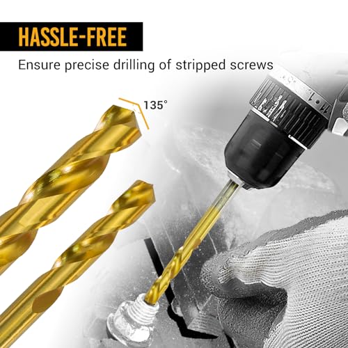 EWK 10 Pcs Screw Extractor Set with HSS Left-Hand Drill Bit, CR-MO Spiral Screw Removal Tool for Stripped, Broken, Damage Rust Screws - style: 10 Pcs Drill Bit Set