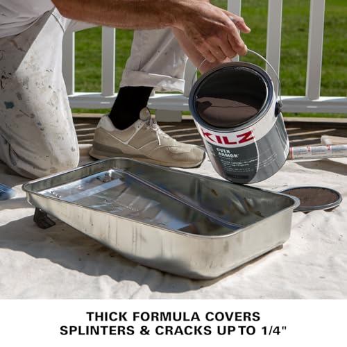 KILZ Over Armor Smooth Solid Coating Resurfacer, Deep Java 1 Gallon - color: Deep Java, style: Smooth
