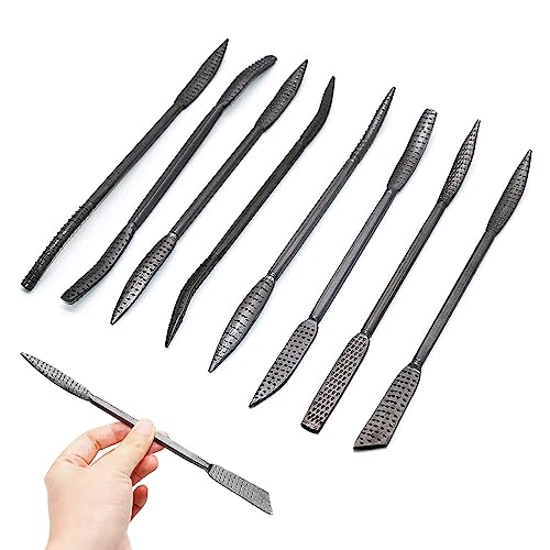 CLAHJQX 8pcs Wood Files and Rasps, Wood Carving Kit, Double Ended Riffler Rasp Set, Special Shaped File Set for Woodworking