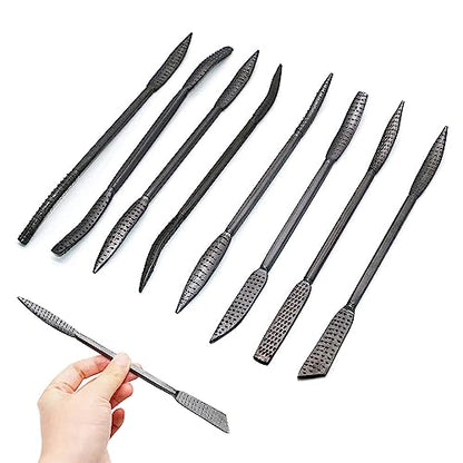 CLAHJQX 8pcs Wood Files and Rasps, Wood Carving Kit, Double Ended Riffler Rasp Set, Special Shaped File Set for Woodworking