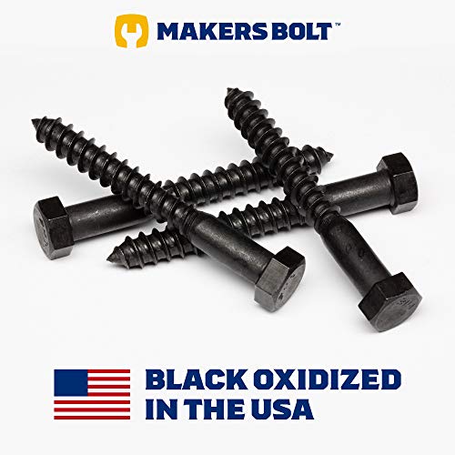3/8" x 3-1/2" Stainless Steel Hex Lag Bolts (10 pcs) Black Oxidized in USA by Makers Bolt - size: 3/8 x 3-1/2 (10 pcs)