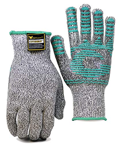 G & F 77100XL Cut Resistant Gloves With Anti-Slip Silicone Block Palm coating technology, 1 pair XL Grey - size: X-Large, style: Silicone Palm Anti-slip Heat Block