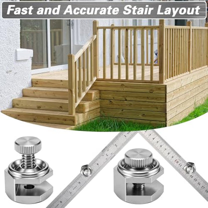 4 Pack Stair Gauge Set, Layout Tool for Framing Square, Silver - color: Silver