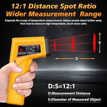 FKM Rechargeable Infrared Thermometer Gun,13-Point Laser-High Precision - color: Amber