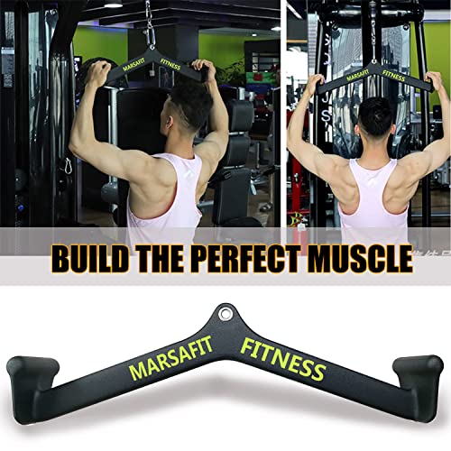 MARSAFIT Home Gym Fitness Rowing T-bar V-bar Pulley Cable Machine Attachment, Bicep Curl Tricep LAT pulldown Bar Back Strength Training Handle Grips LAT Pull Down Bar for Seat Row Workout - style: BTBAR 19024