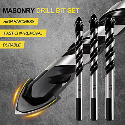 DYRECELVE 12-Piece Masonry Drill Bit Set and Concrete Drill Bit Set - style: 12-PCS Masonry Drill Bit Set