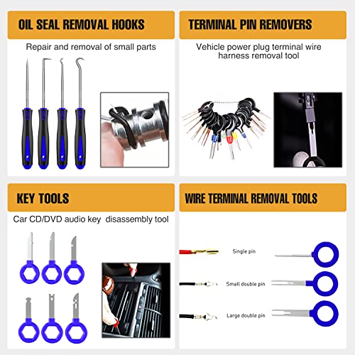 GOOACC 238Pcs Auto Trim Removal Tool and Push Pin Retainer Clip Set - color: 120Pcs Clips + 118 Remover Blue