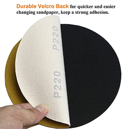 6-Inch No-Hole Hook and Loop Gold Sanding Discs 220-Grit, 100-Pack