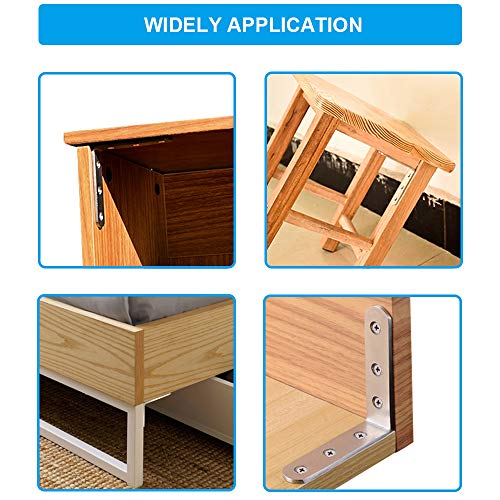 8 PCS L Bracket Stainless Steel Corner Brackets 3 x 3 inch Right Angle Bracket for Wood Furniture, Heavy Duty Metal Joint Corner Brace, with Screw