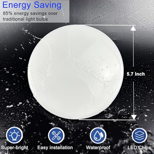 NCBCNB E27 UFO Garage Light Bulbs 195W Equivalent Efficient 30W 5.7Inch 2700LM, LED Light Bulbs, 6500K Daylight White Light E27/26 Standard Base, 50000 Hours Lifespan for Hallway Bedroom Home Garage - size: 6 Inch