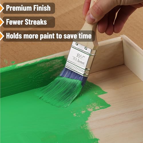 Bates- Paint Brushes Set, 5 Pack, 1"/1.5"/2"/2.5", Flat & Angled Paint Brushes for Walls, Treated Wood Handle, Stainless Steel Ferrule - color: Wood Handle Angle/Flat, size: 5 Pack, 1", 1.5", 2.5", 2"
