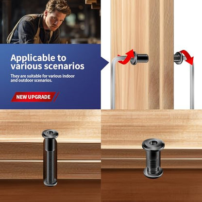 1/4-20 x 1 Inch 10Pcs Flat Head Hex Socket Cap Screws Bolts Barrel Nuts Kit, 304 Stainless Steel 18-8, Full Thread, Black Oxide by SG TZH (with Hex Spanner) - color: Black, size: 1/4-20 x 1"