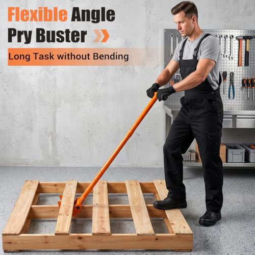 AugFir Non-Damaging Wooden Pallet Buster, Heavy Duty Deck Board Removal Tool with Articulating Pivot-action Head Design, for Deck, Pallet, Wood Board Removal Without Lower Back & Knee Pain (48 inches) - size: 48 inches
