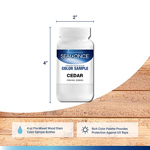 SEAL-ONCE Color Sample Semi-Transparent Wood Stain, Cedar, 4 oz - color: Cedar