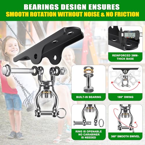 BeneLabel 360° Swivel Ceiling Swing Hanger with Bearing Ceiling Swing Mount Stainless Steel Hanging Chair Mount Swings Hardware for Hammock Chairs, Porch Swings, Aerial Silks, Gymnast Ring, Heavy Bag - color: 360° Bearing Swivel Hanger ( 1 Pack ) - Black