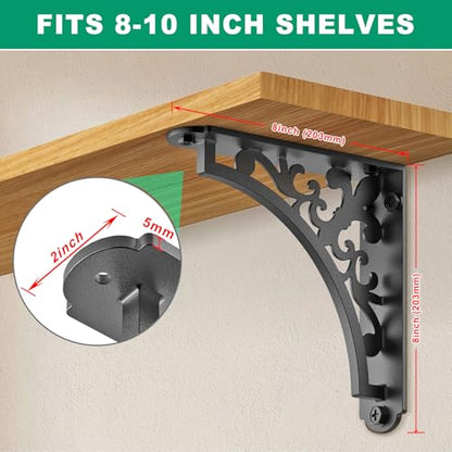 SELEWARE Heavy Duty Shelf Brackets 8" Decorative L Brackets, Classic B 2Pcs - style: Classic B-2 pack
