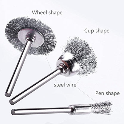 Rocaris 120 Pack Wire Buffing Wheel Brush Set with 1/8" Shank