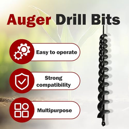 findmall Auger Drill Bit - 24 Inch Earth Auger Bit, 8mm Non-Slip Hex Shank, Yard Gardening Planting Corm, Post or Umbrella Hole Digger - size: 24 x 1.75 in