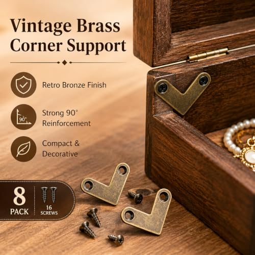 8 Pcs Bronze L-Shaped Flat Corner Bracket, 2.7 cm/1 inch