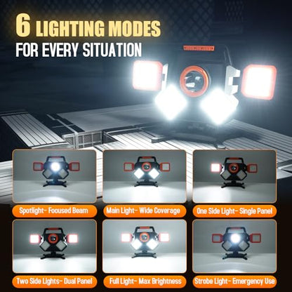 TRESDA 5000LM Rechargeable Work Light, Magnetic LED, Foldable & Rotatable