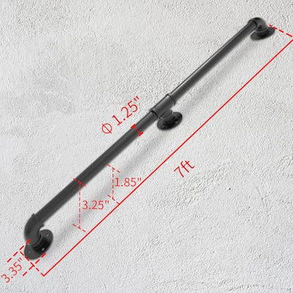 Wall Handrail 7FT/210CM, Industrial Staircase Railing 1.25 Inch Tube Diameter - size: 7 Feet